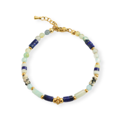 copy of copy of copy of copy of copy of Bracelet carré cornaline, grenat - acier doré