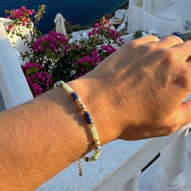 Bracelet matières naturelles bleus
