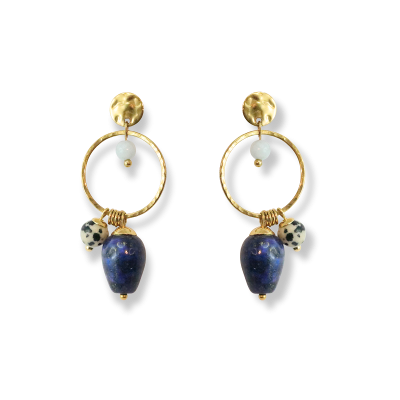 Boucles lapis lazuli et jaspe