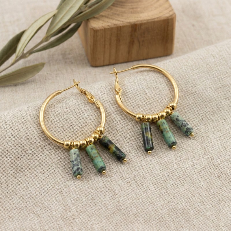 Créoles tubes turquoise africaine