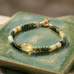 copy of copy of copy of copy of Bracelet carré cornaline, grenat - acier doré