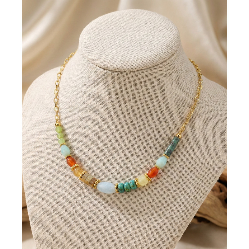 Collier amazonite, cornaline et turq.afric