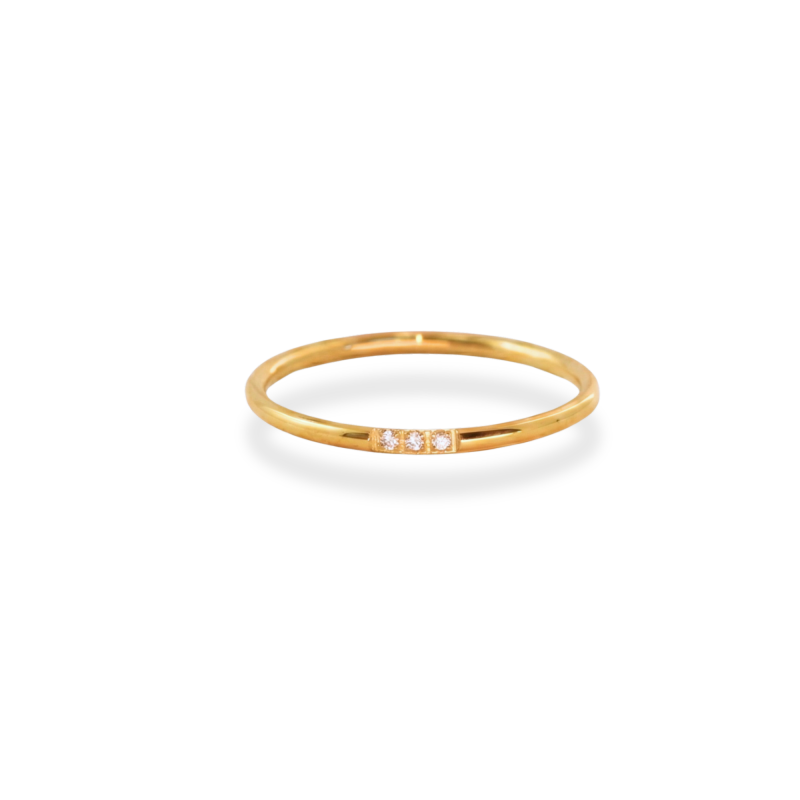 Bague fine 3 oxydes acier doré