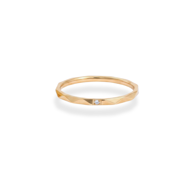 Bague fine 1 oxyde facetté acier doré