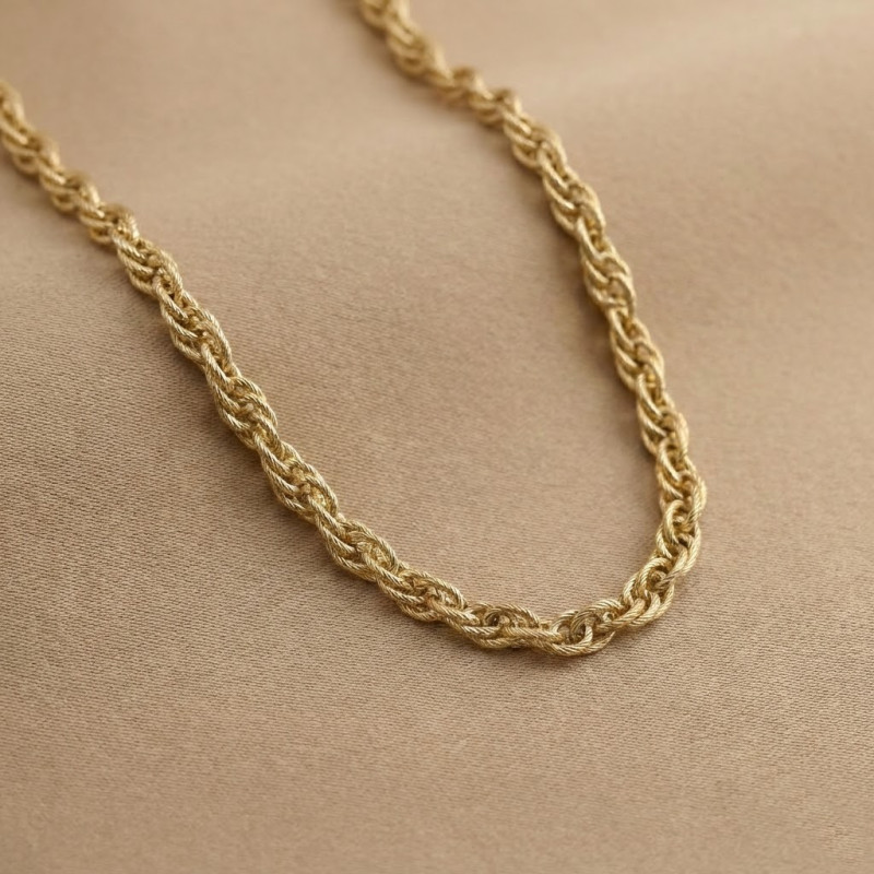 Collier maille torsadée acier doré