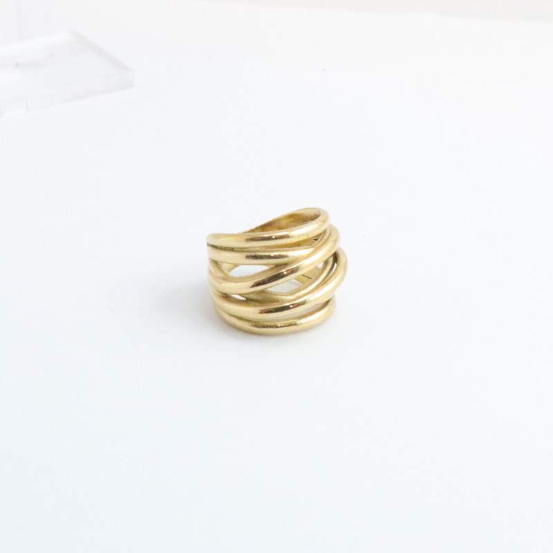 Bague multi anneaux - acier doré