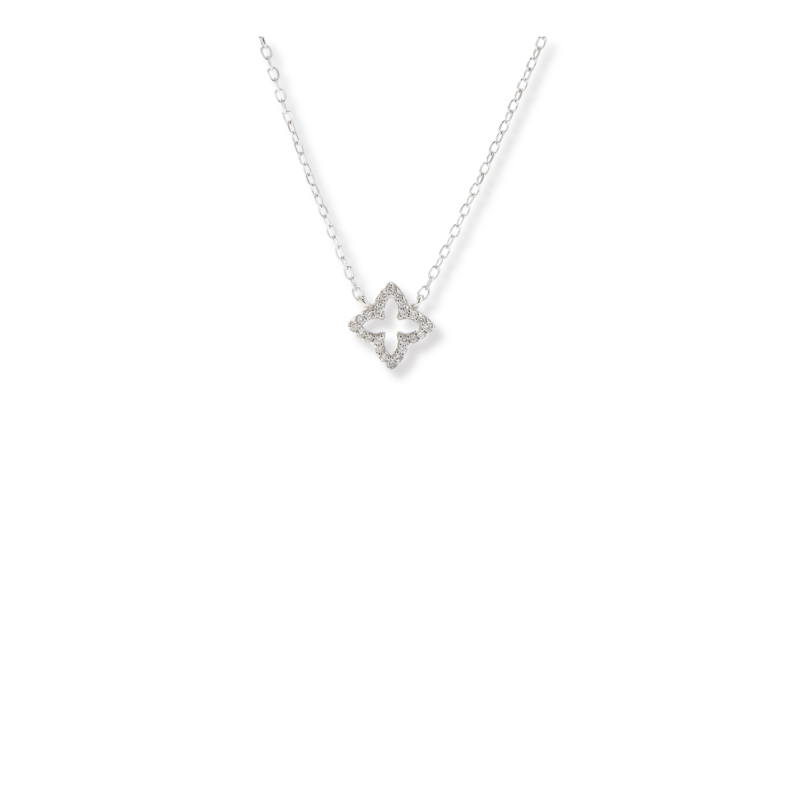 Collier trèfle oxydes - Argent 925