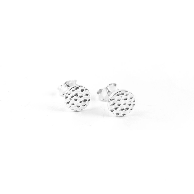 Puces rond martelé argent 925