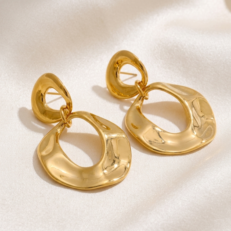 Boucles double cercles ouvert - acier doré