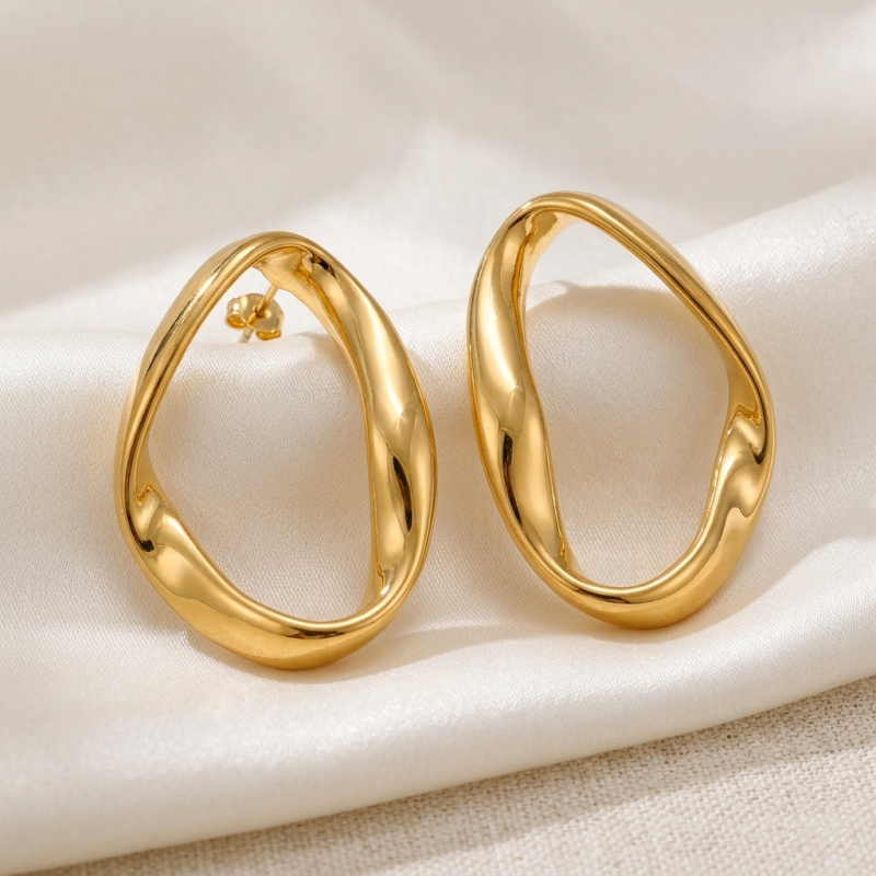Boucles rigide cercles ouvert - acier doré