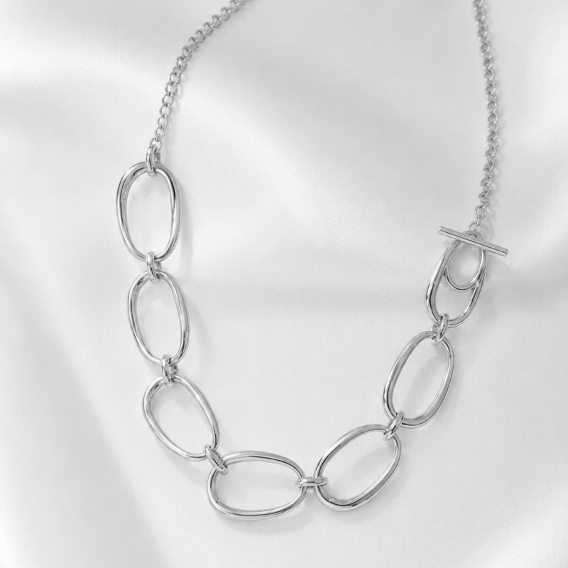 Collier multi anneaux ovales - acier inox