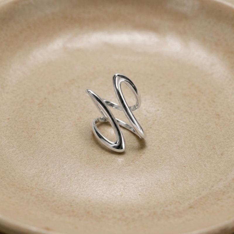Bague ouverte allongée - acier inox