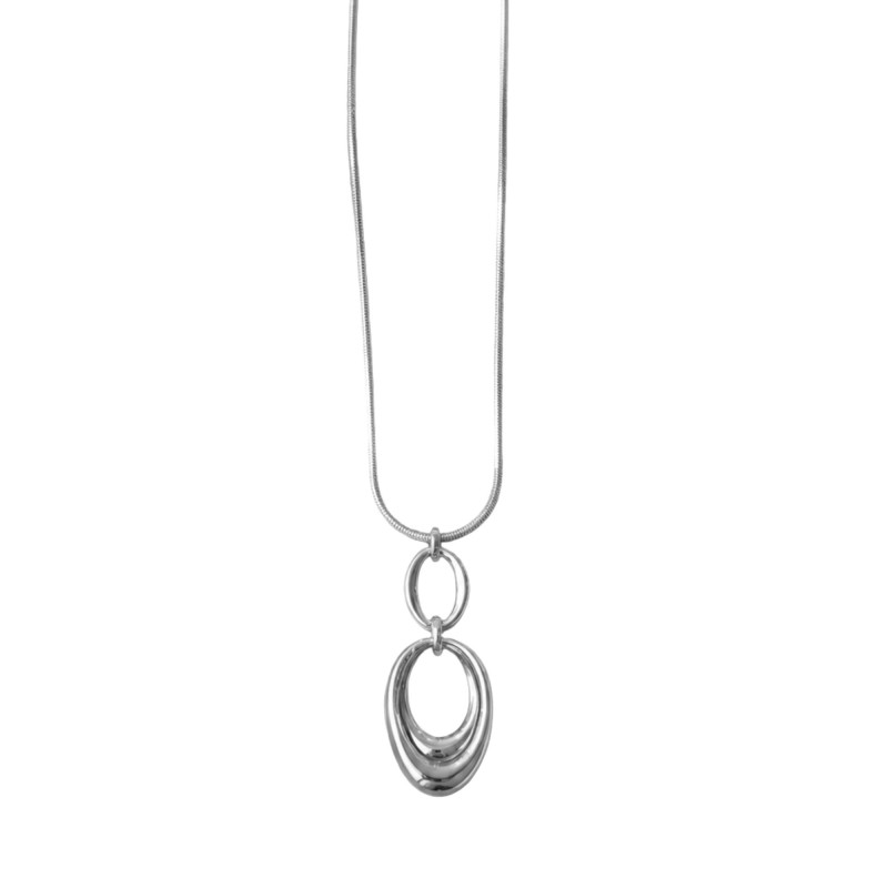 Collier maille ronde, double ovales - acier inox