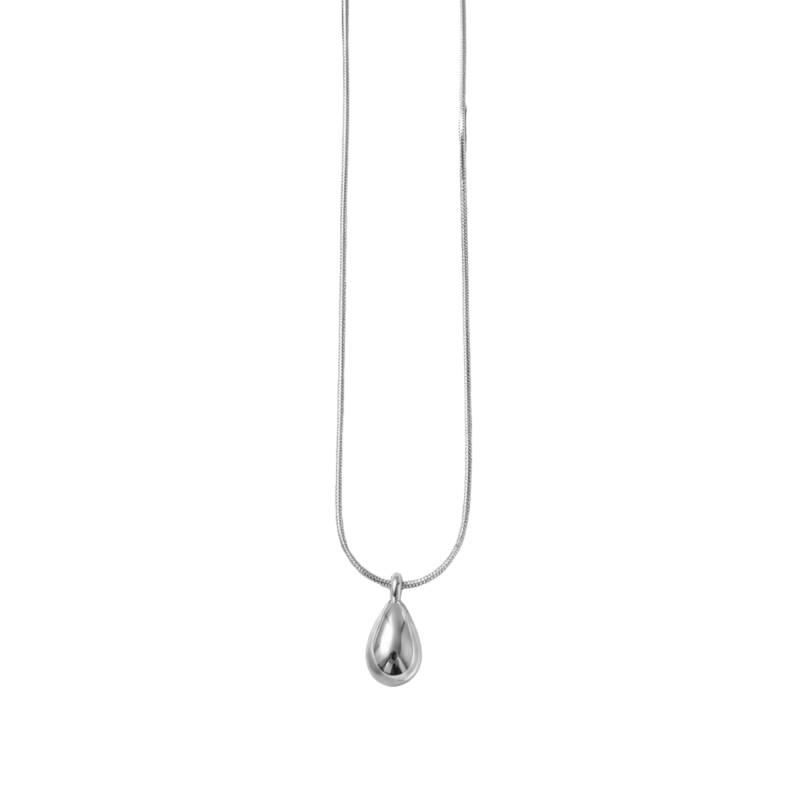 Collier maille ronde goutte - acier inox