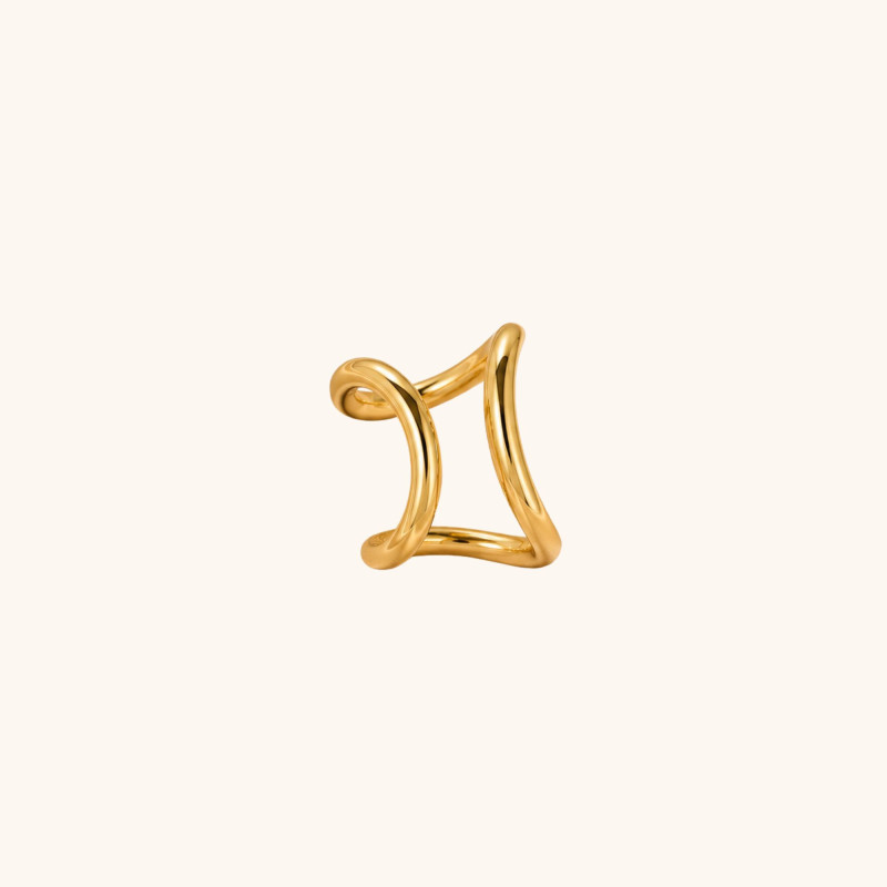 Bague d'oreille design - acier doré