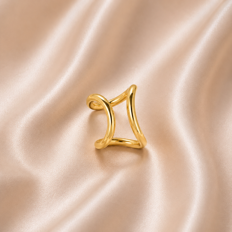 Bague d'oreille design - acier doré