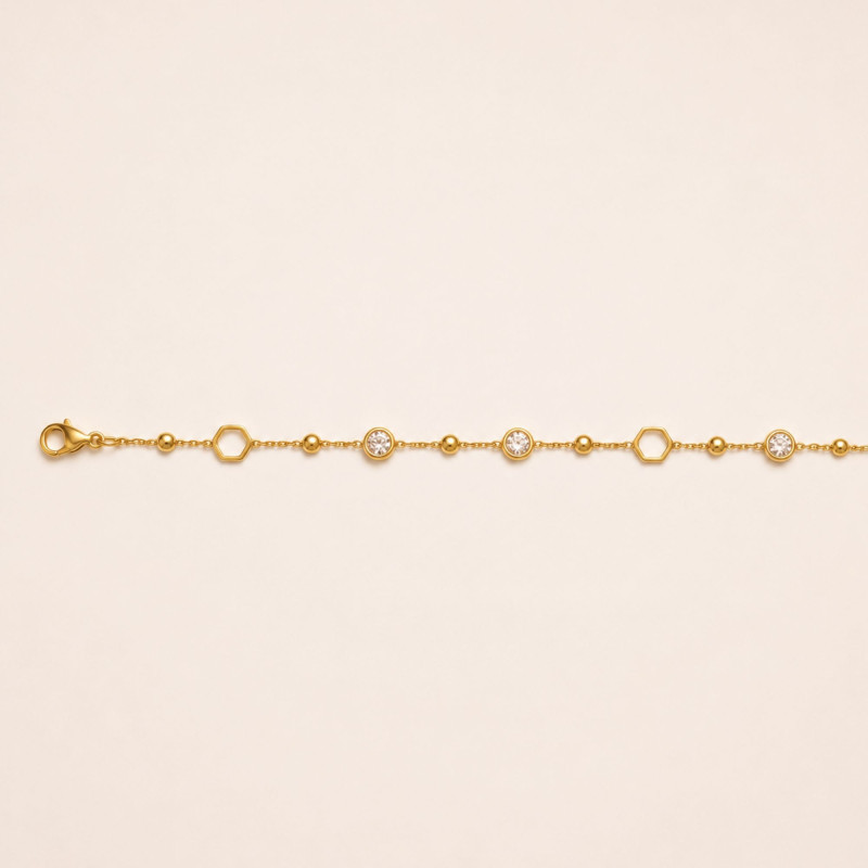 Bracelet multi oxydes rond - acier doré