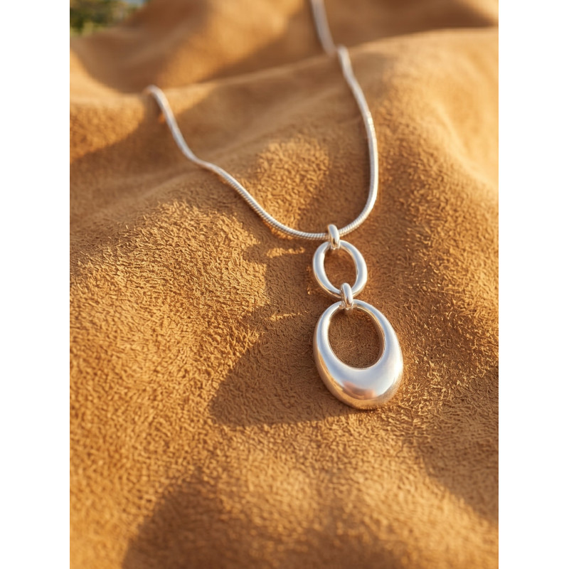 Collier maille ronde, double ovales - acier inox