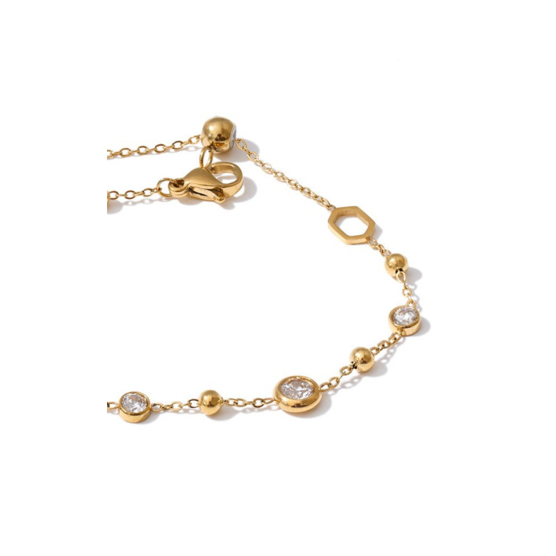 Bracelet multi oxydes rond - acier doré
