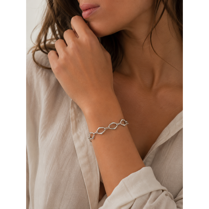 Bracelet losanges ouvert acier inox