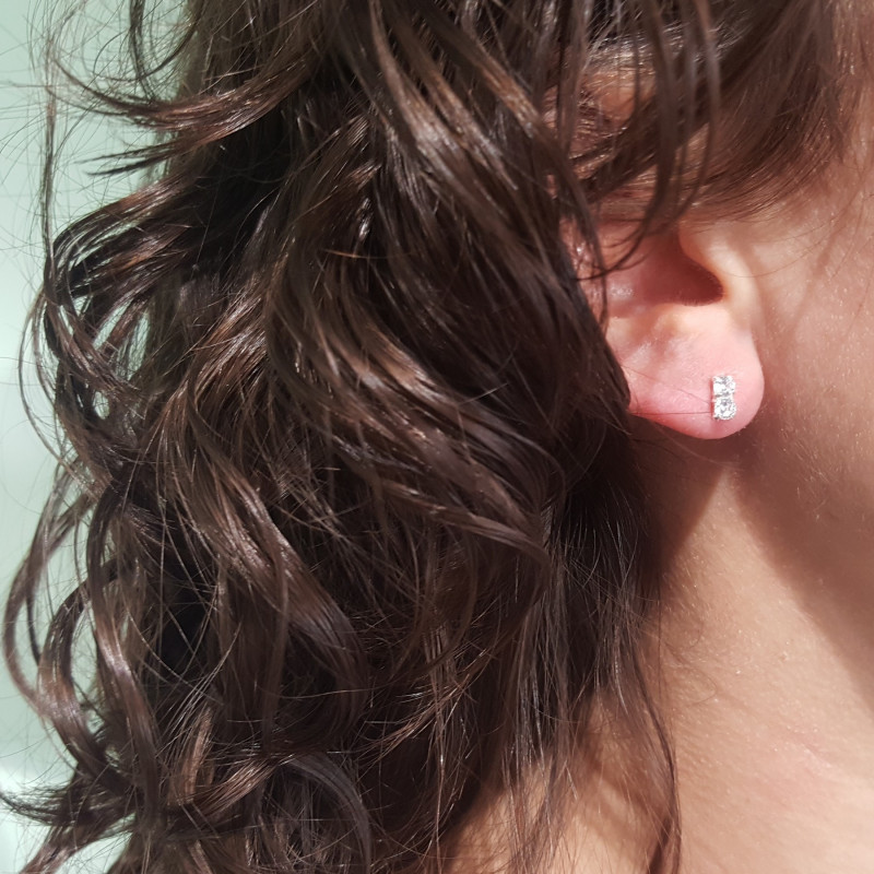 Puces double strass - argent 925