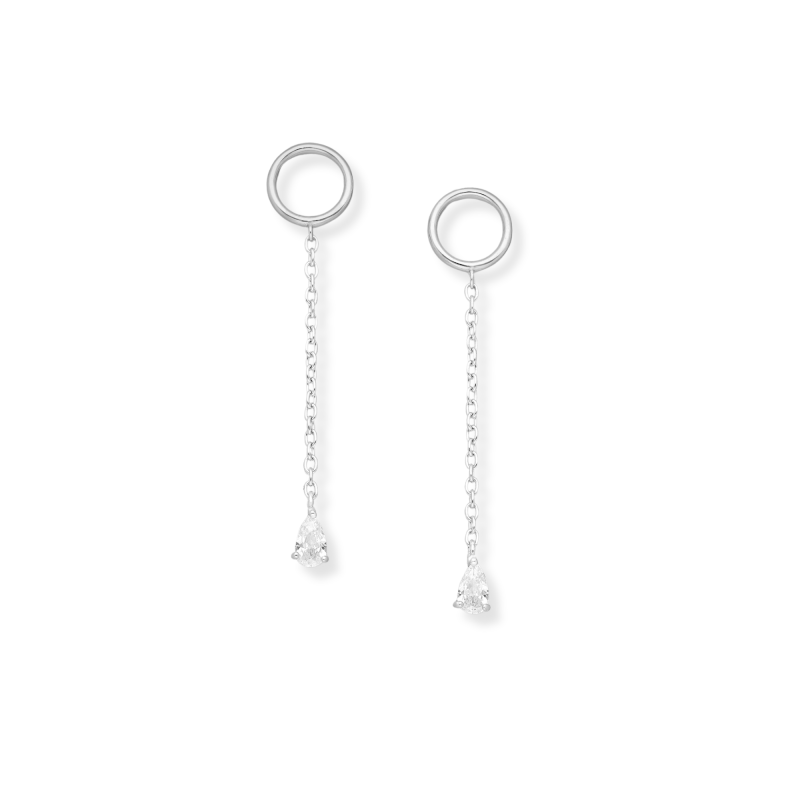 Boucles chaîne goutte strass - argent 925