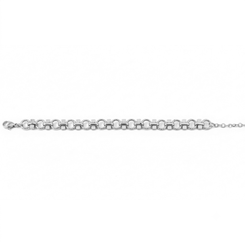 Bracelet maille ronde/cube - acier inox