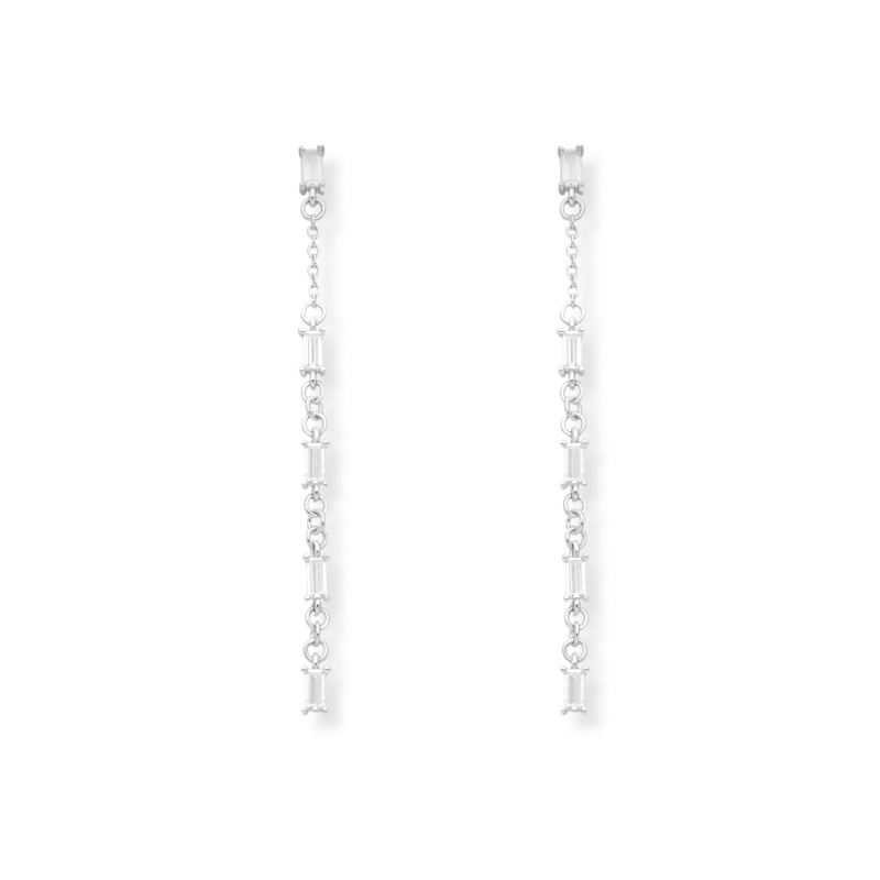 Boucles pendantes chaînes zircons - Argent 925