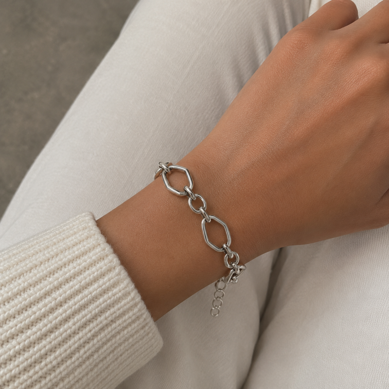 Bracelet maille géométrique acier inox