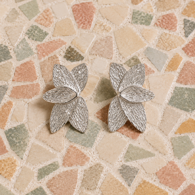 Boucles demi fleurs - acier inox