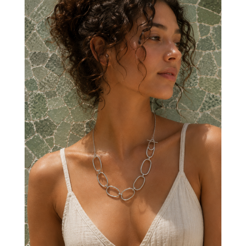 Collier multi anneaux ovales - acier inox