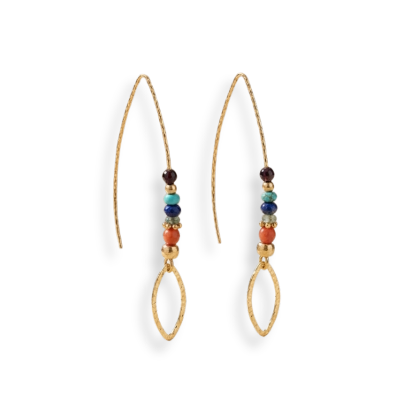 Boucles hameçon ovales strié turq afric - acier doré