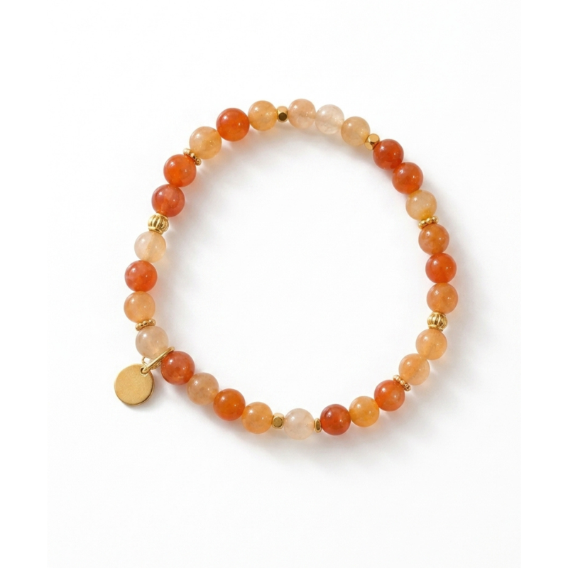 Bracelet élastique cornaline 6mm - acier doré