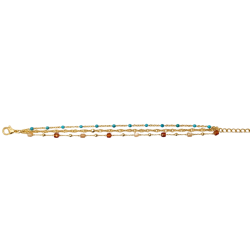copy of Bracelet trois rangs vert/blanc - acier doré