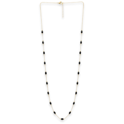 Collier long rectangles noir