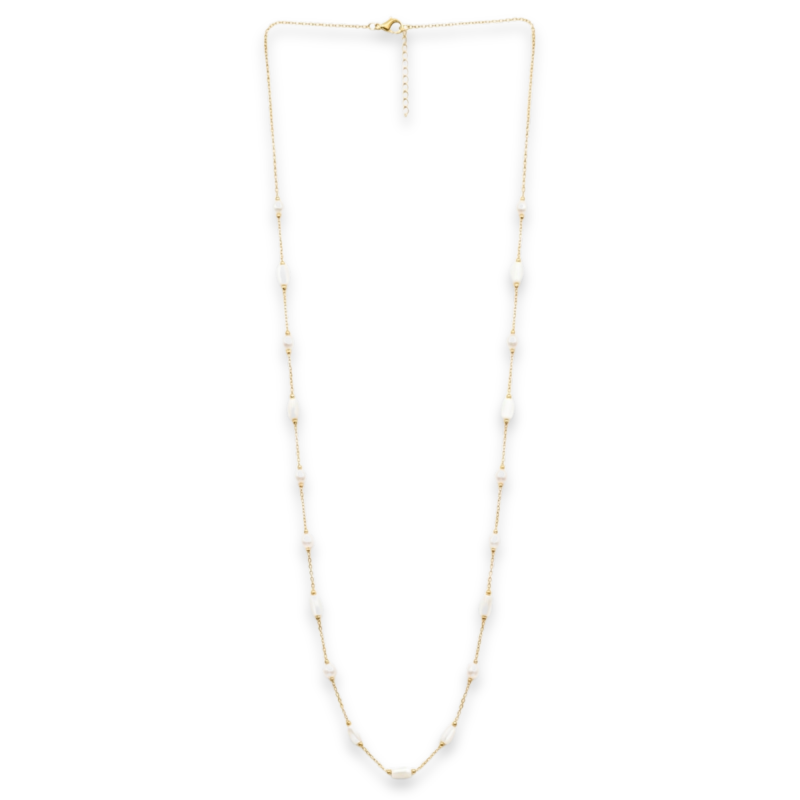Collier long blanc nacre