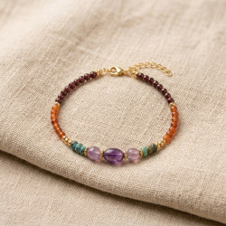 copy of copy of copy of copy of copy of copy of copy of Bracelet quartz fumé allongé - acier doré