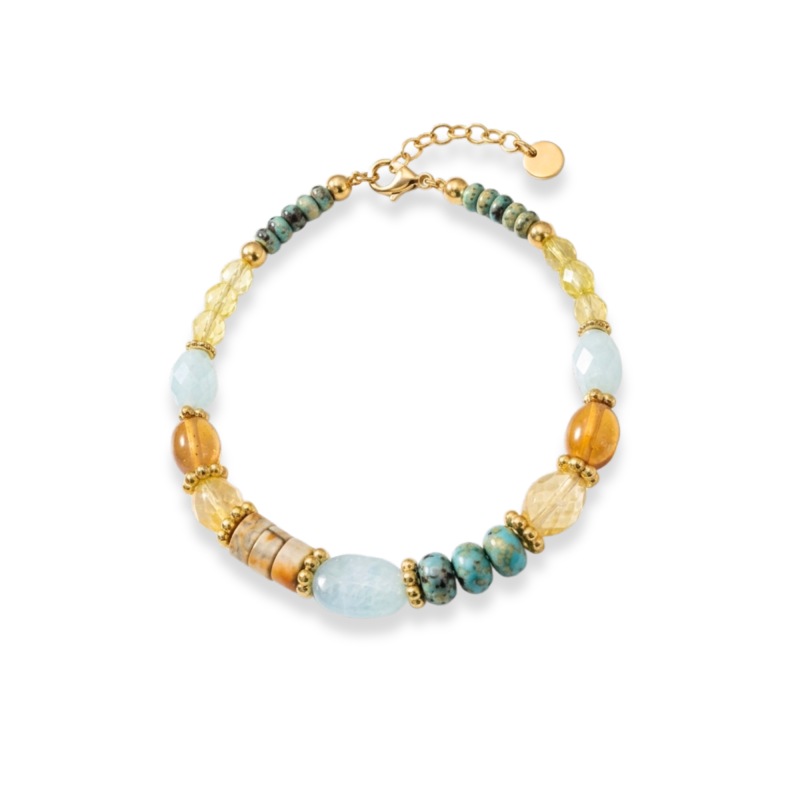 Bracelet amazonite, cornaline et turq.afric