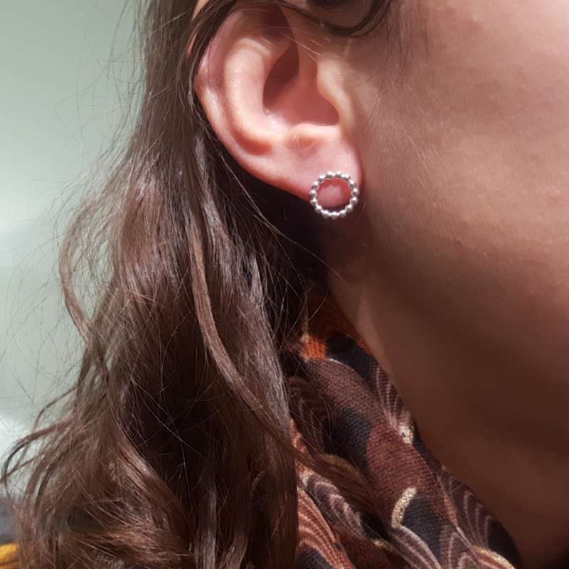 Boucles d'oreilles cercles boules - argent 925