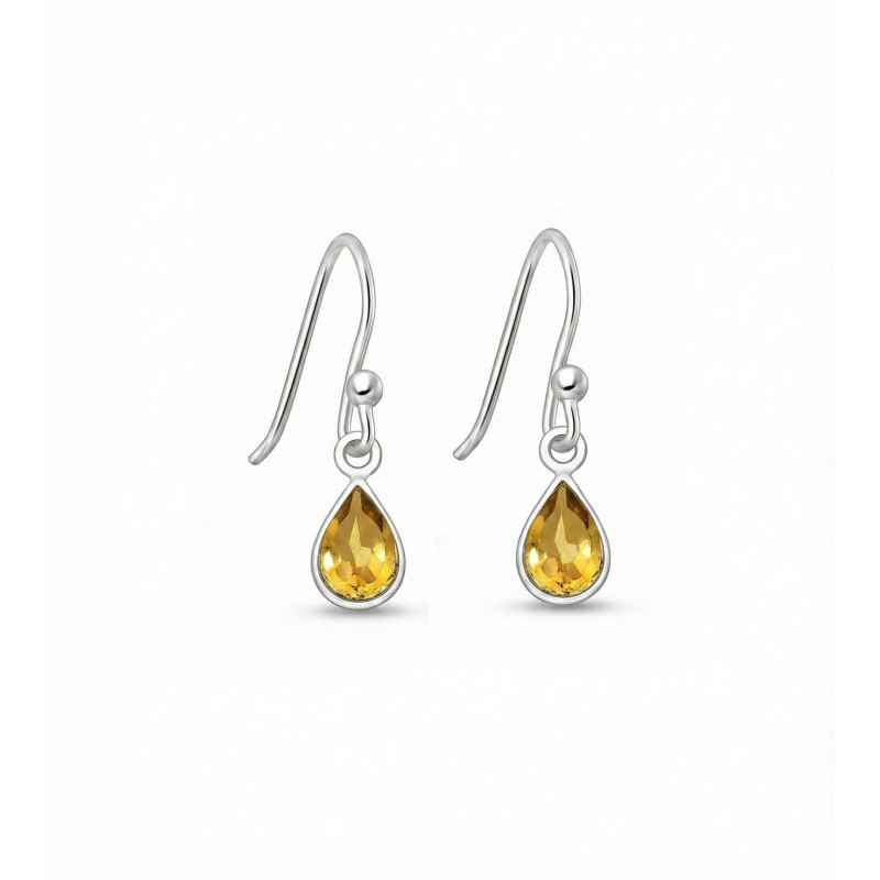 Boucles gouttes citrine - Argent 925