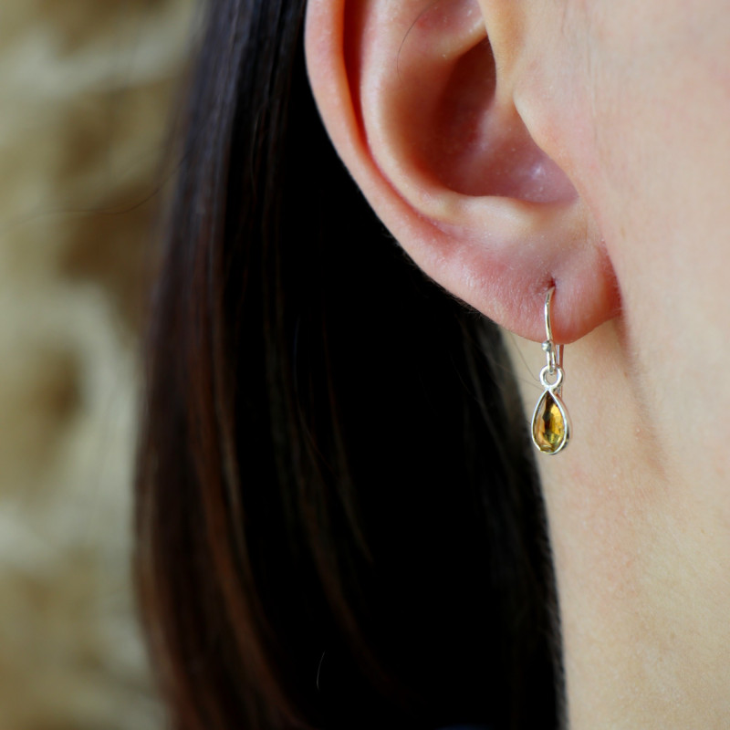 Boucles gouttes citrine - Argent 925