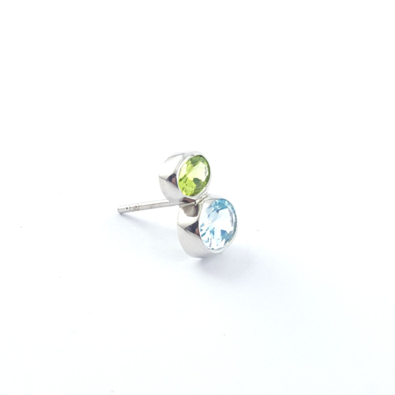 Puces duo topaze et peridot - Argent 925