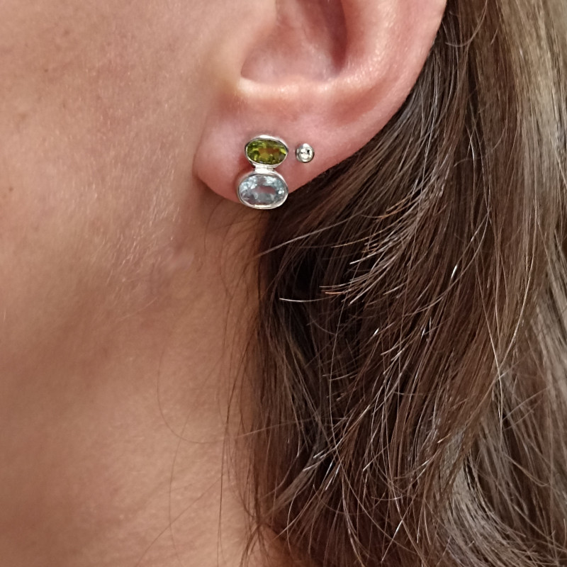 Puces duo topaze et peridot - Argent 925