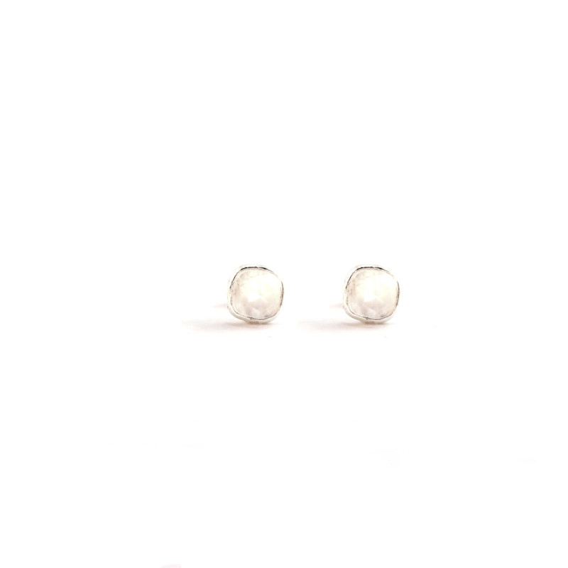 Puces quartz rose - Argent 925
