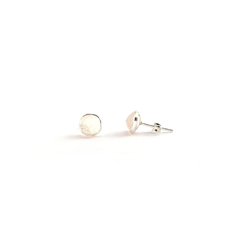 Puces quartz rose - Argent 925