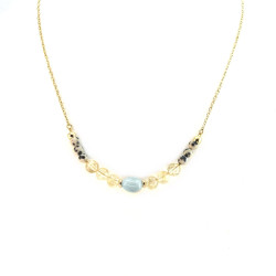 Collier amazonite, citrine et jaspe dalmatien
