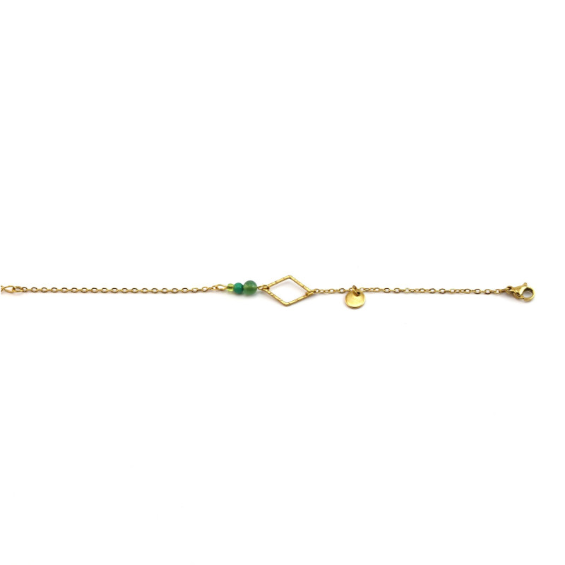 Bracelet losange strié malachite et jade