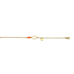 Bracelet losange ciselé et perles orange