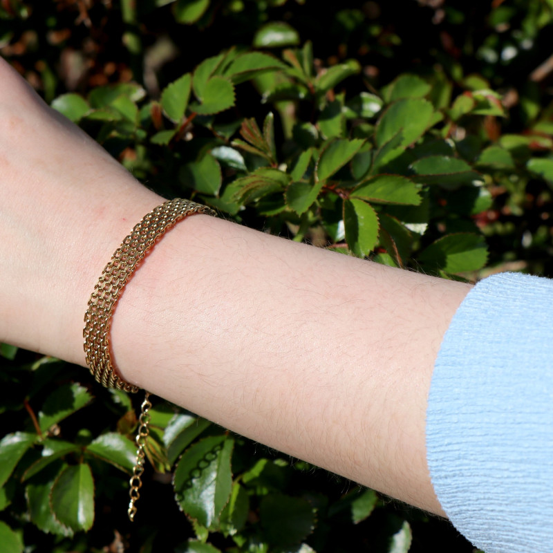 Bracelet maille plate acier doré
