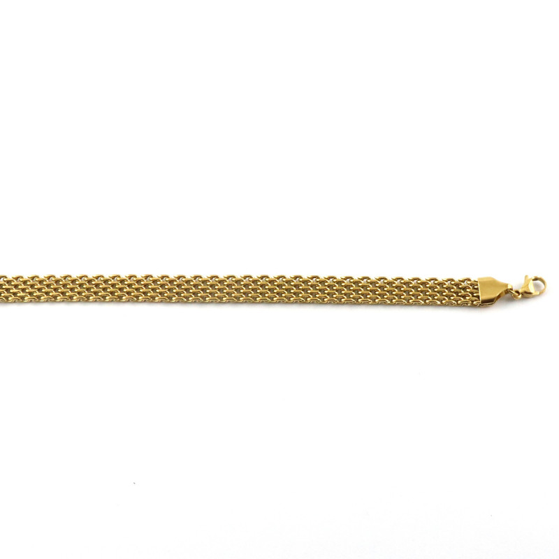 Bracelet maille plate acier doré